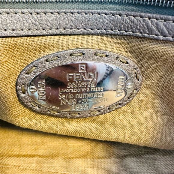 Fendi Selleria Silver Metallic Calf Skin Leather Linda Pebble Large Tote Hand Ba - Picture 11 of 14